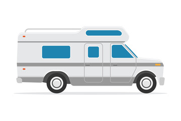 Travel camper van. RV camper for vacation. Camping car.