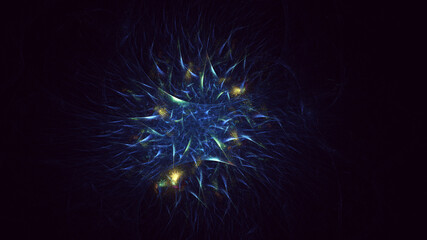 Fototapeta premium 3D rendering abstract blue fractal light background
