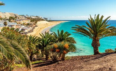 Fuerteventura island, view of the beach in Morro Jable 