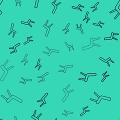 Black line Armchair icon isolated seamless pattern on green background. Vector