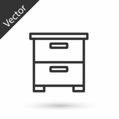 Grey line Furniture nightstand icon isolated on white background. Vector