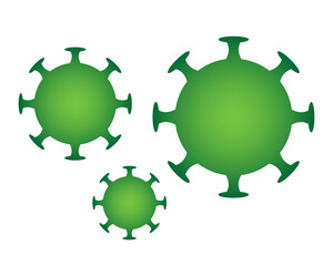 Three green viruses. Vector coronavirus isolated on white background. Vector clipart.