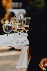 Serveur et son plateau de vin et champagne