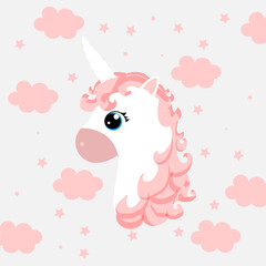 cute cartoon character unicorn. print for baby shower