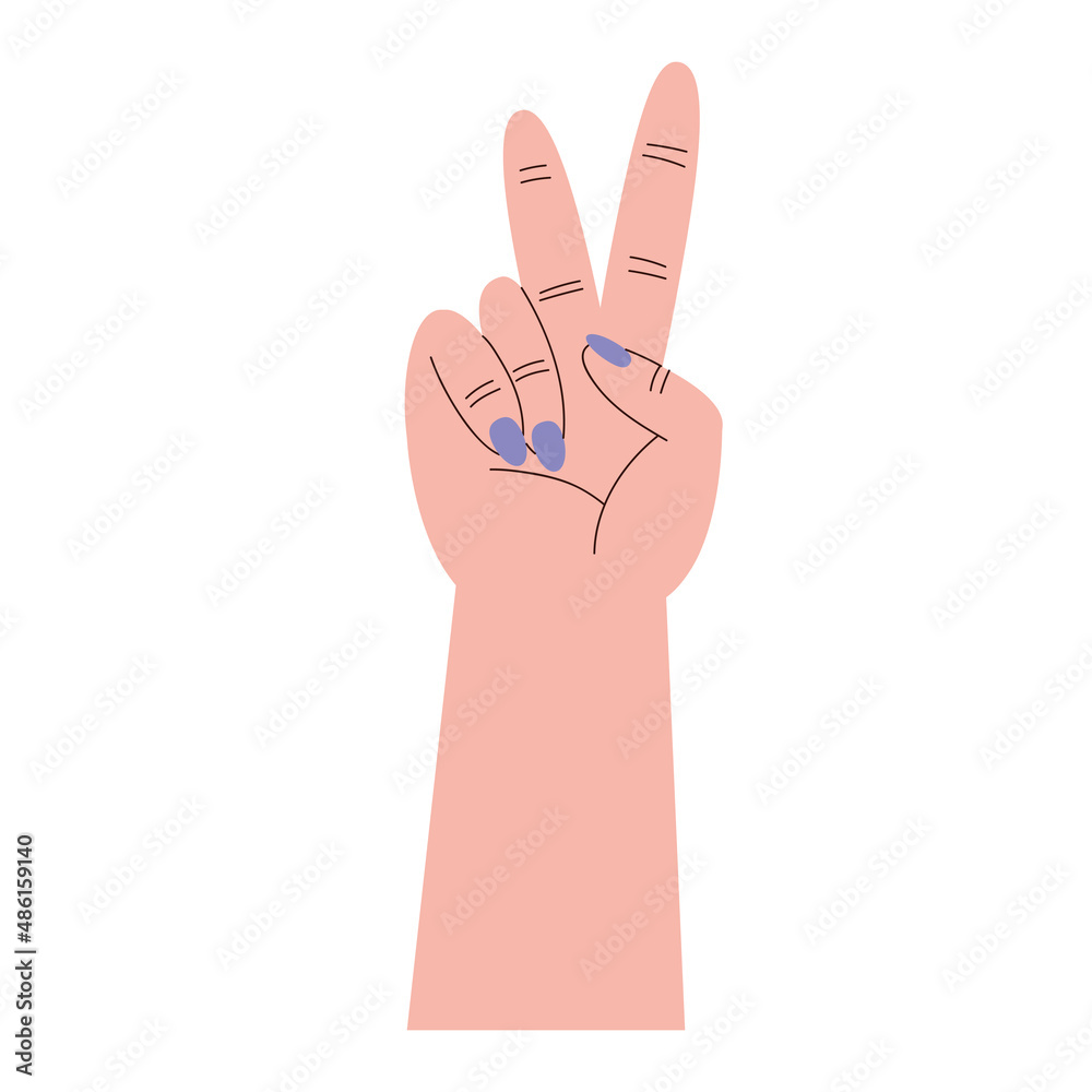 Sticker female hand peace and love