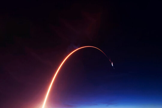 The launch of the space shuttle. With fire and smoke. Elements of this image were furnished by NASA