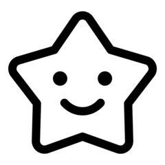 Star Shape Smile Flat Icon Isolated On White Background