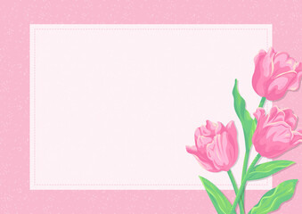 黄色いチューリップの花のイラスト　カードデザイン用の背景　ベクター素材