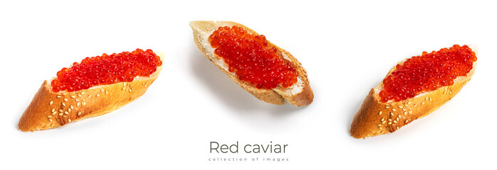 Red caviar isolated on a white background.