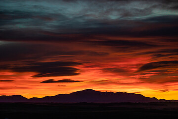 Pike's Peak Silhouette During Red Colorado Sunset