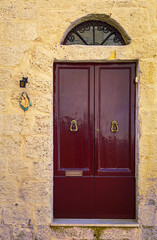 A traditional Maltese door in the city of Mdina in Malta