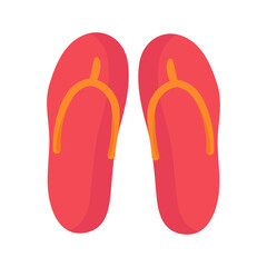 Fototapeta premium Red beach slippers on a white background