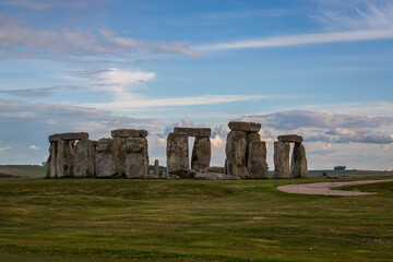 Stonehedge on a quiet summers morning with light blue skies in the winter