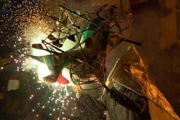 Fireworks at a posada holiday party at Pinal de Amoles.