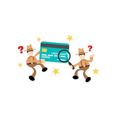 america cowboy and credit card finance service cartoon flat design illustration