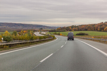 Autumn view of D11 expressway, Czech Republic