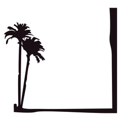 Frame square silhouette palm tree, vector