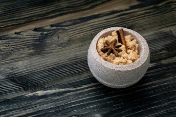 bath bombs on a dark wooden table