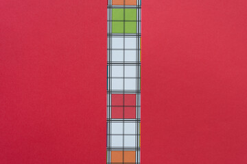 red paper blank space with square pattern central element