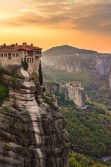 Beautiful Sunrise in the valley of Meteora