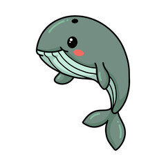 Cute little whale cartoon swimming