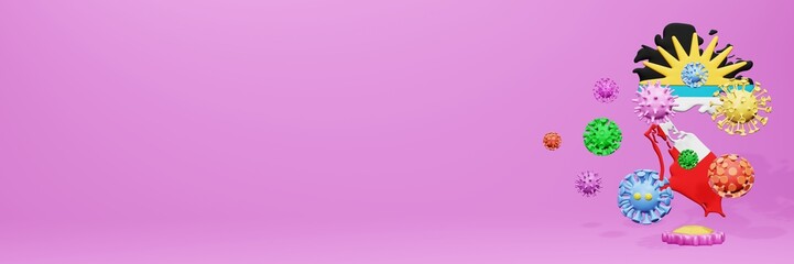 3d rendering of the spread of the covid 19 or corona virus in Antigua and Barbuda for displaying data on websites and social media