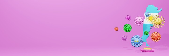 3d rendering of the spread of the covid 19 or corona virus in Argentina for displaying data on websites and social media