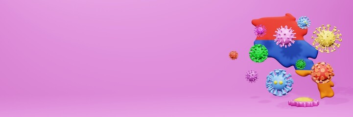 3d rendering of the spread of the covid 19 or corona virus in Armenia for displaying data on websites and social media