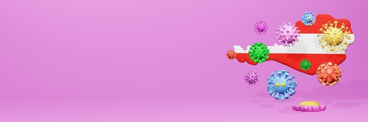 3d rendering of the spread of the covid 19 or corona virus in Austria for displaying data on websites and social media