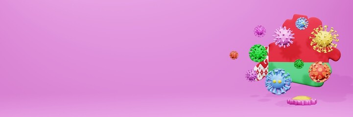 3d rendering of the spread of the covid 19 or corona virus in Belarus for displaying data on websites and social media