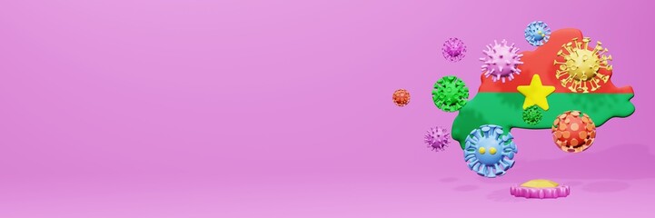 3d rendering of the spread of the covid 19 or corona virus in Burkina Faso for displaying data on websites and social media