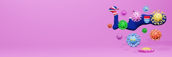 3d rendering of the spread of the covid 19 or corona virus in Cayman Island for displaying data on websites and social media