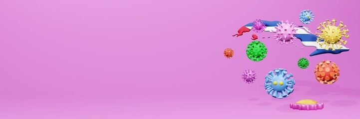 3d rendering of the spread of the covid 19 or corona virus in Cuba for displaying data on websites and social media