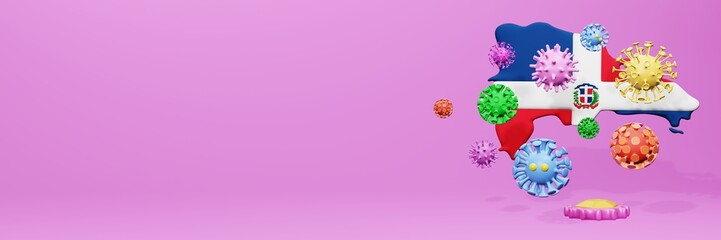 3d rendering of the spread of the covid 19 or corona virus in Dominican Republic for displaying data on websites and social media