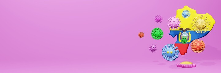3d rendering of the spread of the covid 19 or corona virus in Ecuador for displaying data on websites and social media