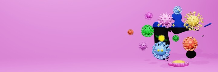 3d rendering of the spread of the covid 19 or corona virus in Guadeloupe for displaying data on websites and social media