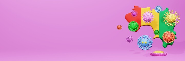 3d rendering of the spread of the covid 19 or corona virus in Guinea for displaying data on websites and social media