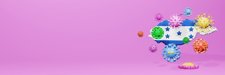 3d rendering of the spread of the covid 19 or corona virus in Honduras for displaying data on websites and social media