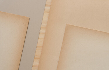 vintage paper arranged on a wood surface