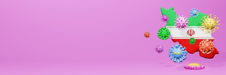 3d rendering of the spread of the covid 19 or corona virus in Iran for displaying data on websites and social media