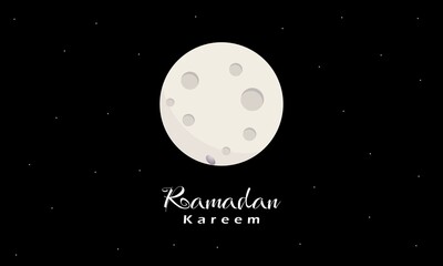 Ramadan kareem poster background of islamic festival design with full moon and atmosphere in the night sky