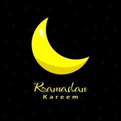Obraz na płótnie Canvas Ramadan kareem poster background of islamic festival design with crescent moon and atmosphere in the night sky