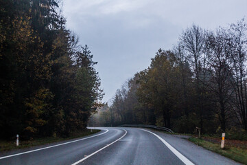 Autumn view of I11 road, Czech Republic
