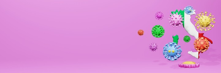 3d rendering of the spread of the covid 19 or corona virus in Italia for displaying data on websites and social media