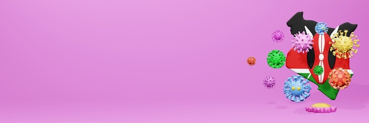 3d rendering of the spread of the covid 19 or corona virus in Kenya for displaying data on websites and social media