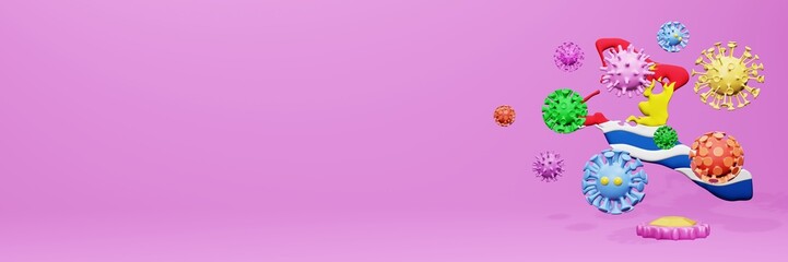 3d rendering of the spread of the covid 19 or corona virus in Kiribati for displaying data on websites and social media