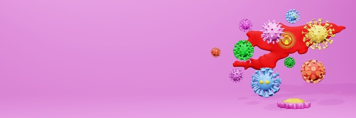 3d rendering of the spread of the covid 19 or corona virus in Kyrgyzstan for displaying data on websites and social media