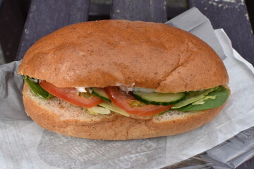 Sandwich with tomato and cucumber