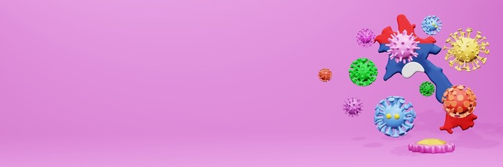 3d rendering of the spread of the covid 19 or corona virus in Laos for displaying data on websites and social media