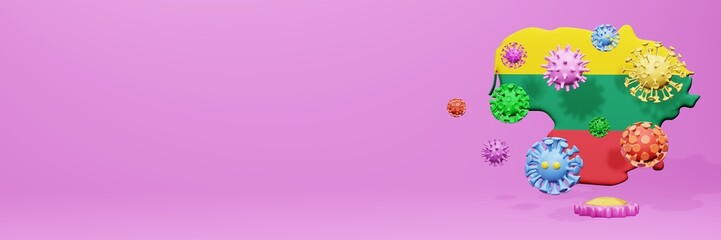 3d rendering of the spread of the covid 19 or corona virus in Lithuania for displaying data on websites and social media
